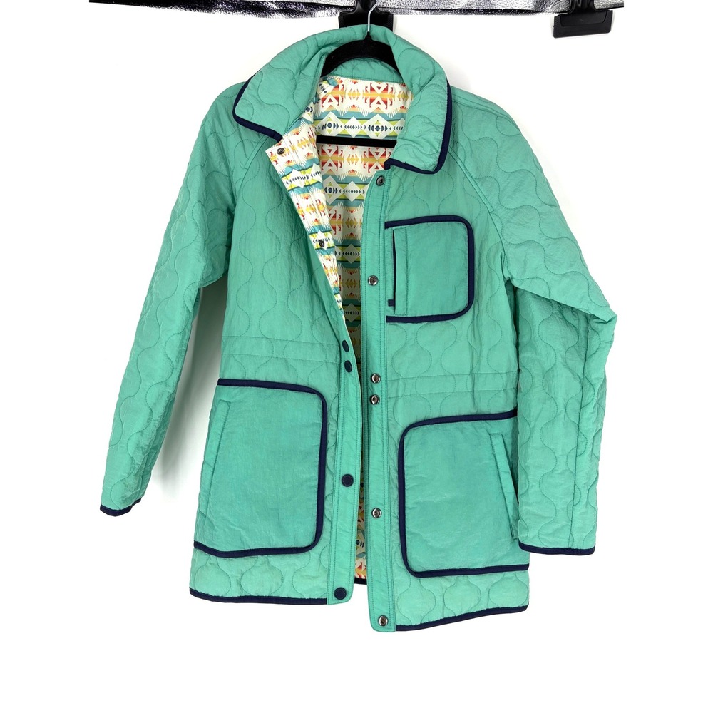 Pendleton Quilted Barn Jacket Seafoam Green Southwestern Print Lining Small